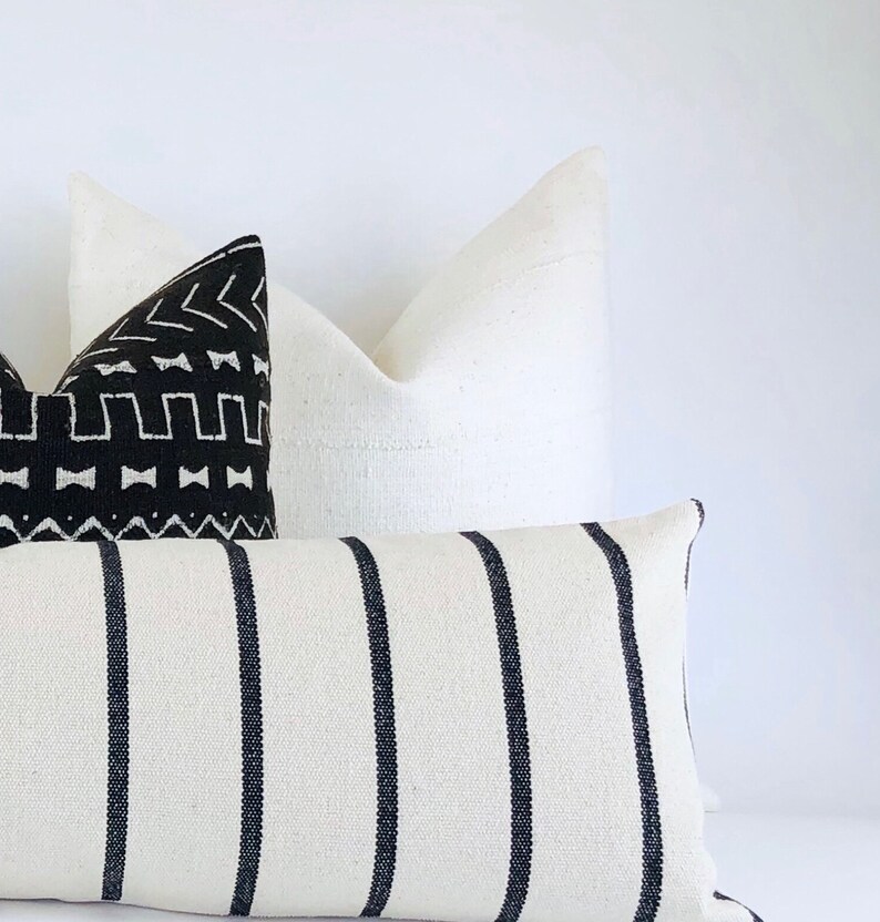 Extra Long Lumbar Pillow Cover Natural & Black Lumbar Pillow Etsy