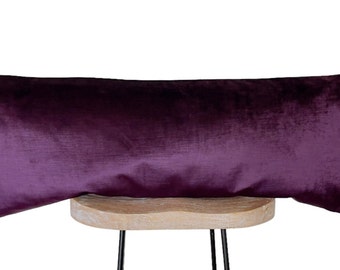 Purple Velvet Lumbar Pillow Covers, 12x48, 14x48 Amethyst Extra Long Queen/King Pillows, 12x24, 14x24 Sofa Accent Cushion, Home Decor, Rena