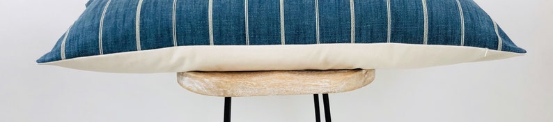 Extra Long Lumbar Pillow Cover *Marek XXL Lumbar* Modern Stripe Farmhouse Pillow Cover Indigo Blue Lumbar Pillow
