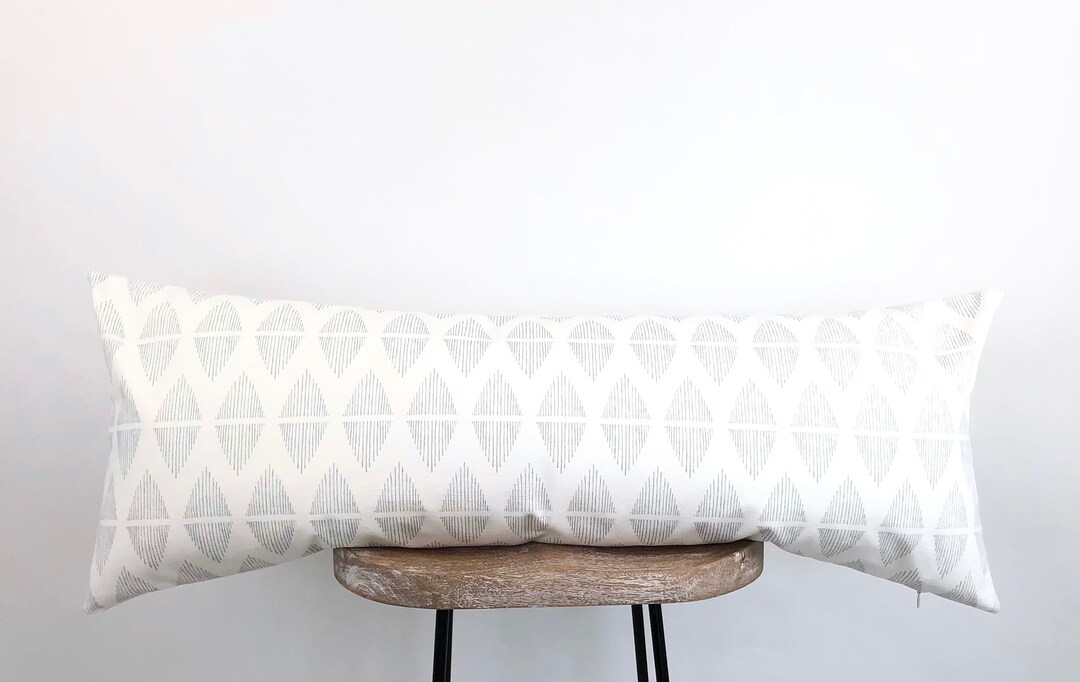 Gray Lumbar Pillow Cover Grey & White Long Lumbar Pillow Etsy