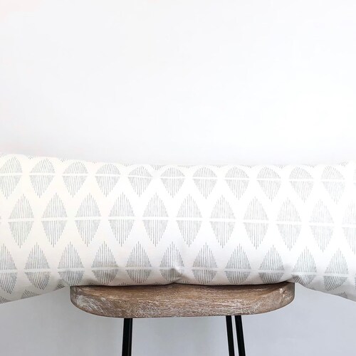 Lumbar Pillow Cover Grey & White Long Lumbar Pillow Cover Etsy