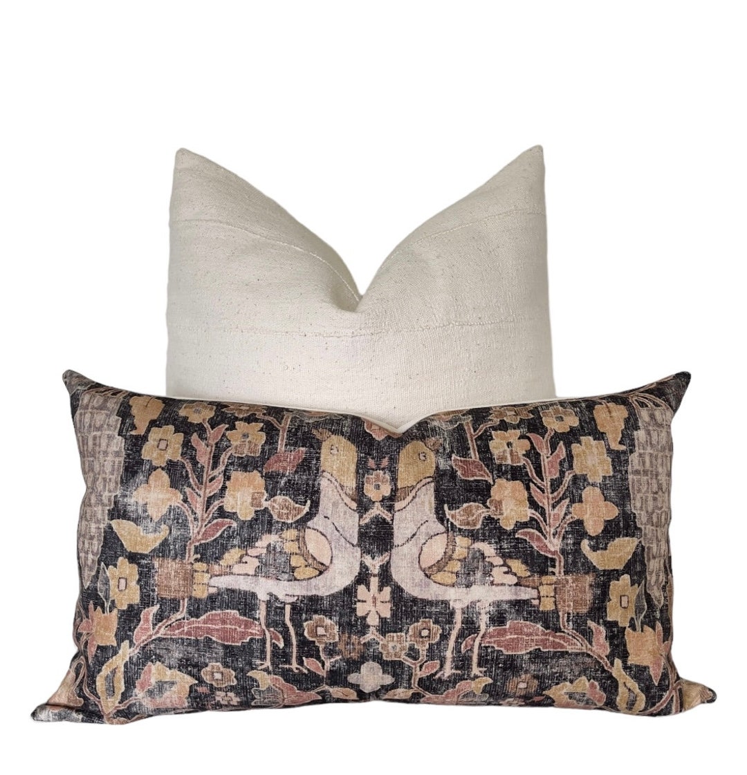 Long Lumbar Pillow Covers 14x24 14x36 Botanical Pillows Etsy