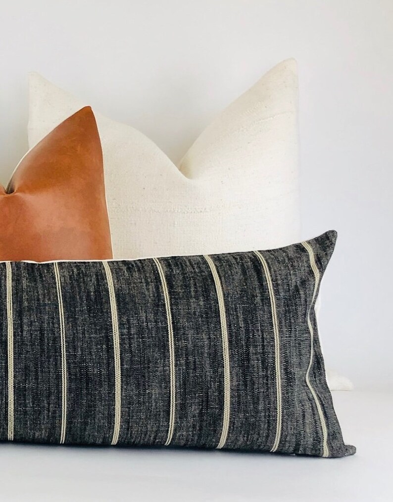 Extra Long Bed Lumbar Pillow Cover Charcoal Gray Lumbar Etsy