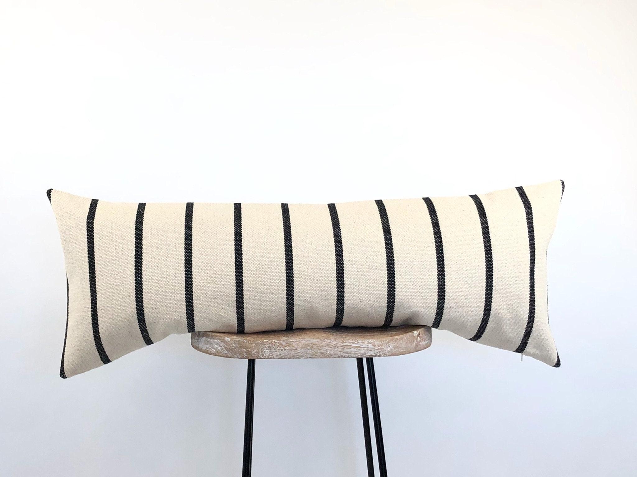 Extra Long Lumbar Pillow Cover Natural & Black Lumbar Pillow Etsy