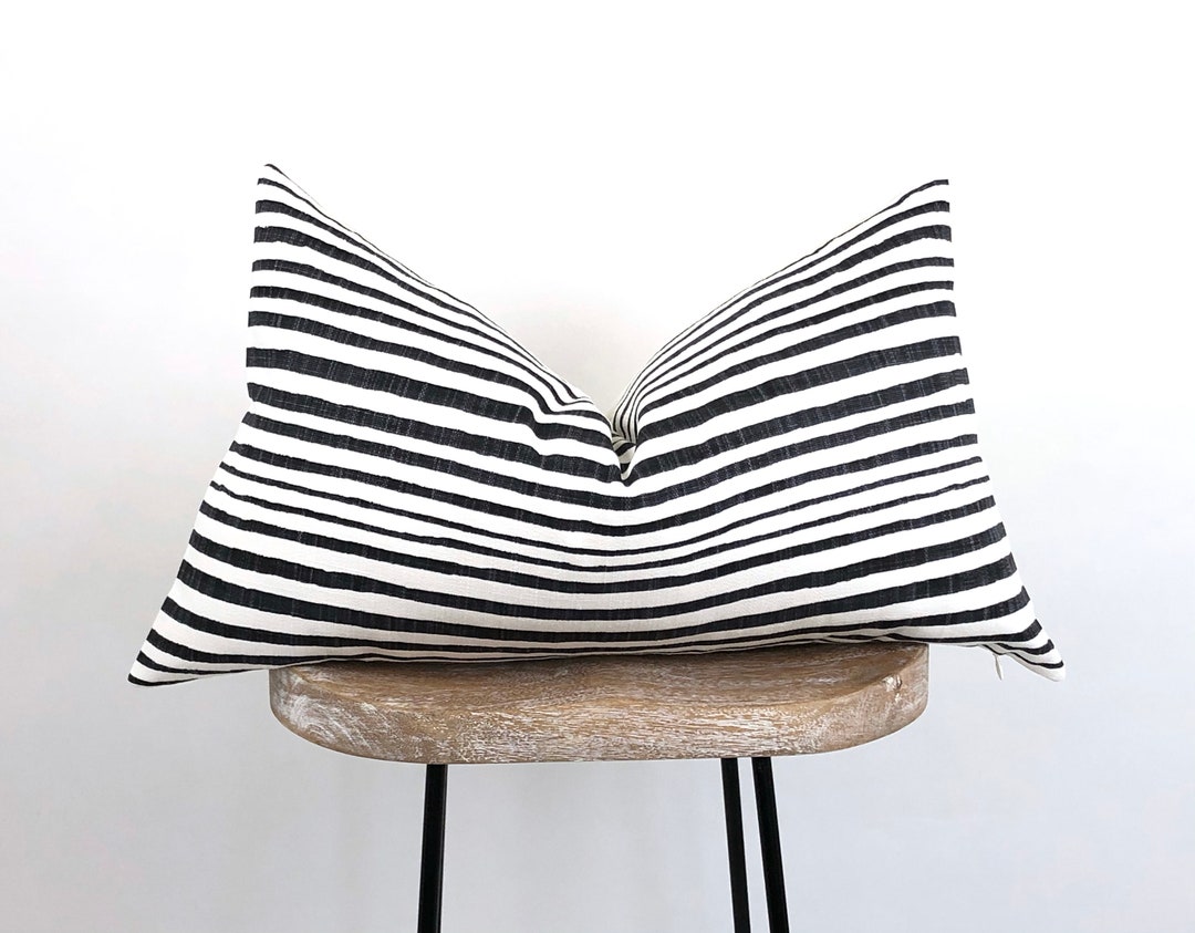 black-white-lumbar-pillow-cover-stripe-12x24-14x24-14x36-etsy