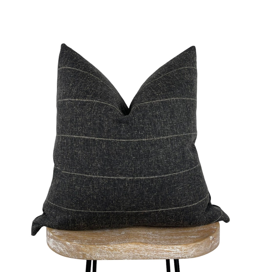 Charcoal Gray, Brown Pillow Covers, Textured Modern Farmhouse Cushion