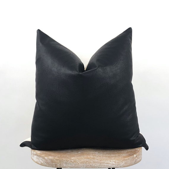 Black Faux Leather Pillow Covers 18x18 20x20 22x22 Couch Pillows Vegan Home Decor Masculine Modern Cushions Sofa Bed Accent Ulrik Etsy
