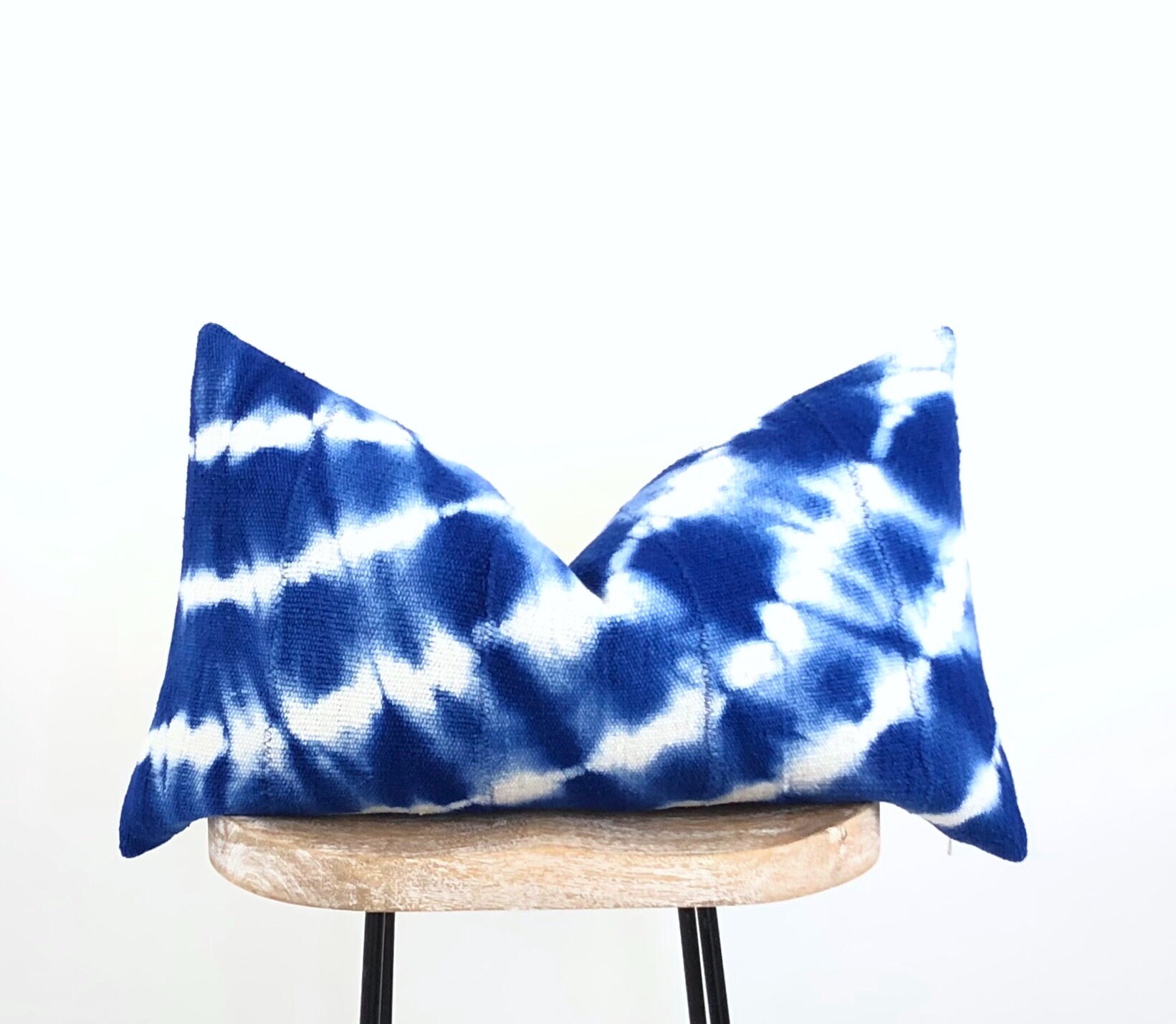 Mudcloth Pillow Cover 14x24 Lumbar Pillow Blue White Etsy