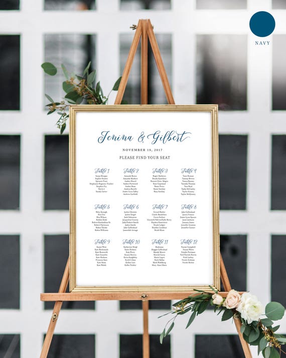 Printable Seating Chart For Wedding Reception