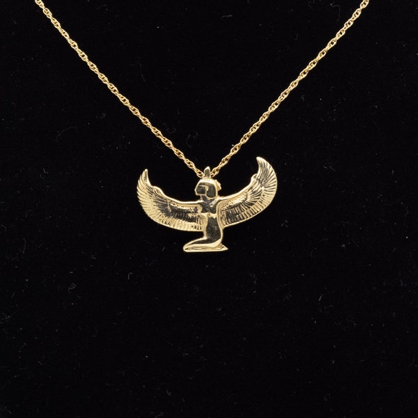 ISIS -Winged Mother Goddess  Sterling Silver & 14K Gold. Protective Woman's Amulet. Superb -  Memorable  MOTHER'S Day  Gift! Free Shipping!