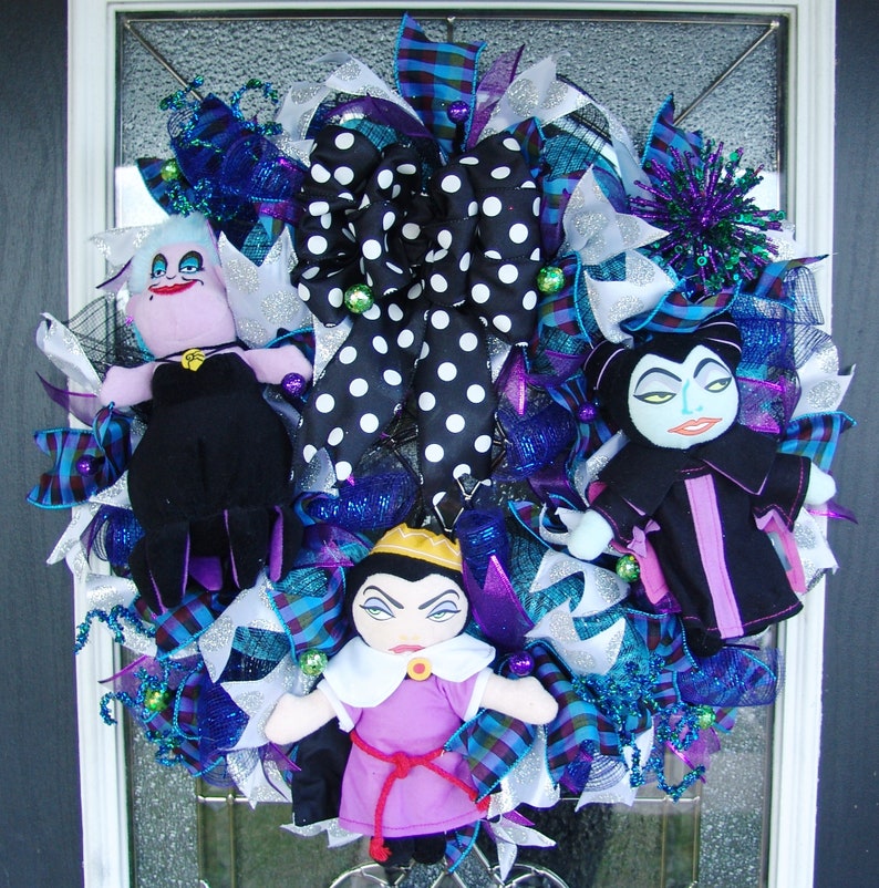 Wall home Yarp Prop Decor Maleficent Disney Villains Halloween Deco Mesh Front Door Wreath Porch Patio Decoration Ursula Evil Queen