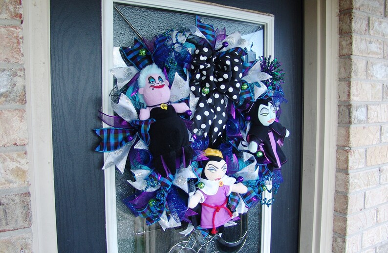 Wall home Yarp Prop Decor Maleficent Disney Villains Halloween Deco Mesh Front Door Wreath Porch Patio Decoration Ursula Evil Queen