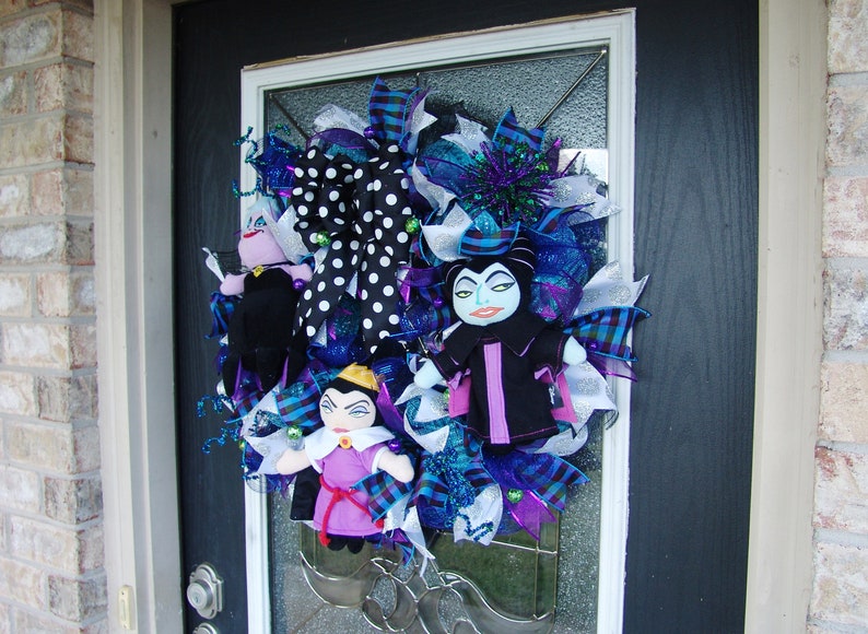 Wall home Yarp Prop Decor Maleficent Disney Villains Halloween Deco Mesh Front Door Wreath Porch Patio Decoration Ursula Evil Queen