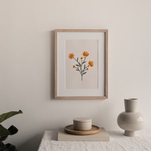 Dandelion Art Print Yellow and Orange Flowers Print Wildflowers Art Print Dandelion Illustration Cute Boho Flower Print image 6