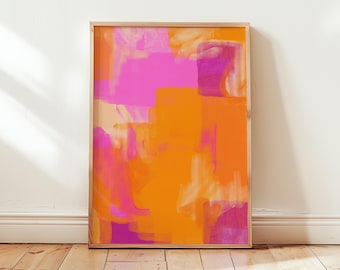 Colorful Wall Art Print | Hot Pink and Orange Wall Art, Abstract Color Poster, Vibrant Modern Poster, Dopamine Decor Gallery Wall, Rothko