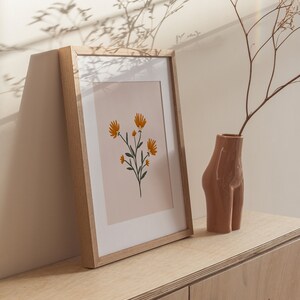 Dandelion Art Print Yellow and Orange Flowers Print Wildflowers Art Print Dandelion Illustration Cute Boho Flower Print image 5