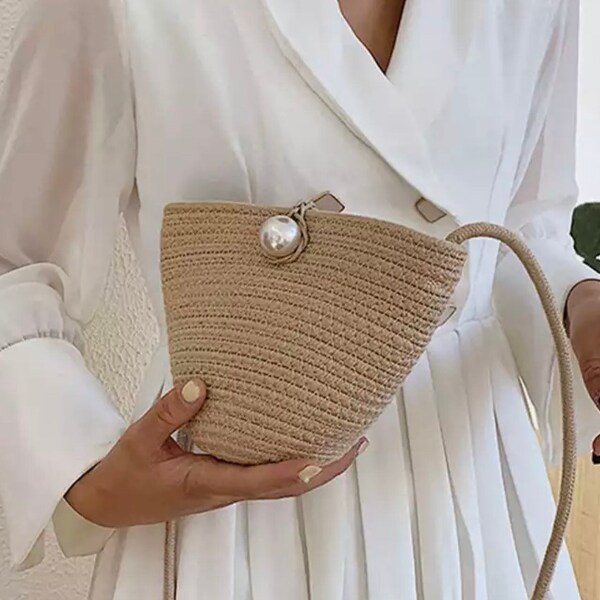 Straw Tote Bag For Women - Woven Beach Bag With Crossbody Strap, Summer Vacation Purse - View #8