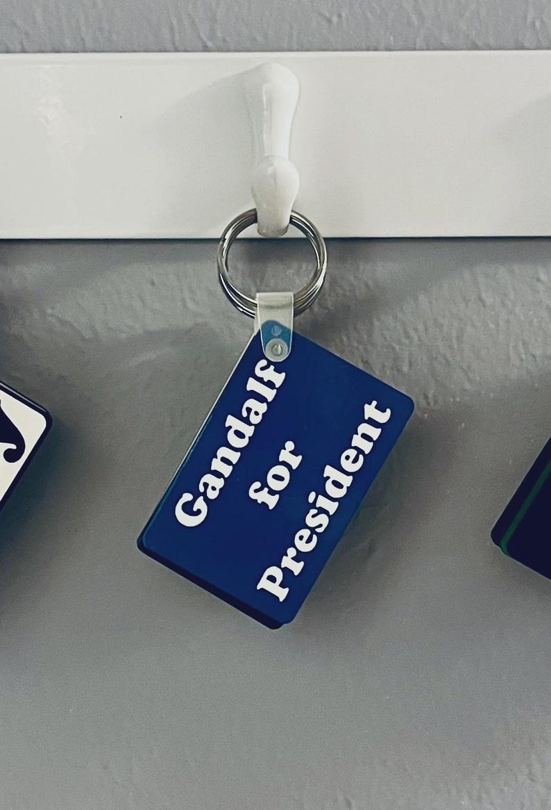 Gandalf for President Blue Keychain