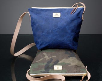 Waxed Canvas Crossbody Purse, Handmade Canadian Shoulder Bag, Sustainable minimalist Handbag