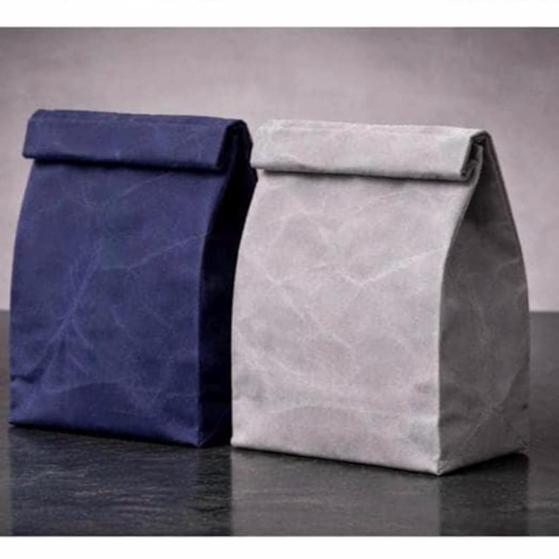Bolsa de almuerzo de lona encerada, bolsa de almuerzo para el trabajo, bolsa de almuerzo reutilizable, bolsa de almuerzo ecológica, regalo hecho en Canadá Gris