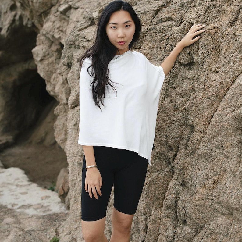 Poncho en tricot de coton modal | Papier de voyage léger | Couche écologique douce fabriquée au Canada ivory
