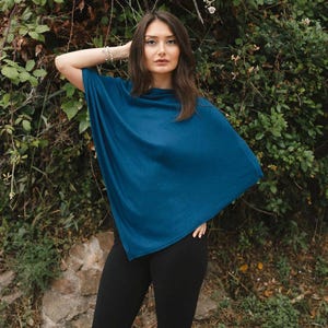 Poncho en tricot de coton modal | Papier de voyage léger | Couche écologique douce fabriquée au Canada teal
