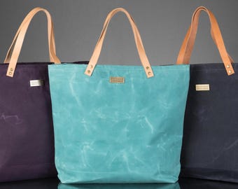 Waxed Canvas Tote Bag, Handmade In Canada, Eco Market Bag, Large Shopping Everyday Carryall