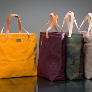Sac fourre-tout en toile cirée fait main - sac respectueux de l'environnement, durable et élégant - fourre-tout d'épicerie spacieux - grand fourre-tout en toile - sac à main élégant