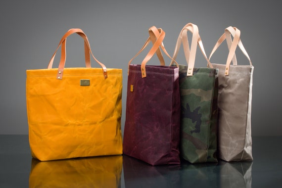 Hand Made Waxed Canvas Market Tote Bag Eco Friendly Durable and Stylish Bag Spacious Grocery Tote Large Canvas Tote Stylish Purse Etsy
