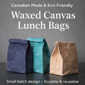 Bolsa de almuerzo de lona encerada, bolsa de almuerzo para el trabajo, bolsa de almuerzo reutilizable, bolsa de almuerzo ecológica, regalo hecho en Canadá imagen 8