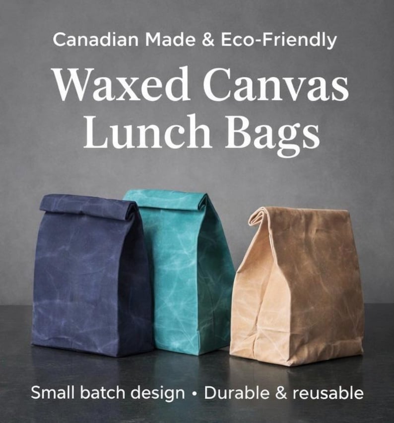 Bolsa de almuerzo de lona encerada, bolsa de almuerzo para el trabajo, bolsa de almuerzo reutilizable, bolsa de almuerzo ecológica, regalo hecho en Canadá imagen 8