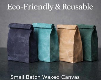 Bolsa de almuerzo de lona encerada, bolsa reutilizable para el almuerzo, bolsa de almuerzo ecológica, bolsa de almuerzo minimalista, regalo hecho en Canadá