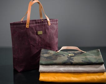 Waxed Canvas Tote Bag,  Handmade in Canada,  Market Bag, Beach Carryall, Eco Friendly shopping Bag, Large Everyday Purse