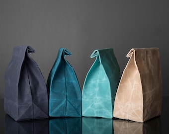 Waxed Canvas Lunch Bag, Reusable Lunch Tote, Event gift, Eco Friendly Lunch Sack, Canadian Made, Teacher gift
