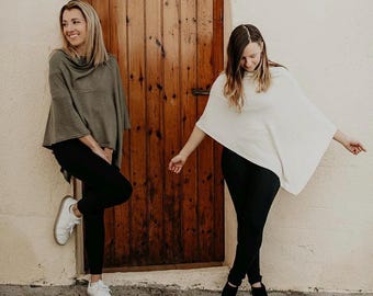 Modal Cotton Knit Poncho | Lightweight Travel Wrap | Soft Canadian-Made Eco Layer