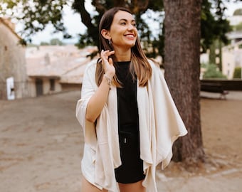 Modal Cotton Knit Wrap | Versatile Travel Ruana | Lightweight Eco Shawl