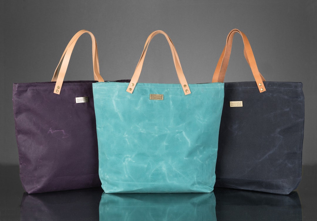 Waxed Canvas Market Tote Bag Eco Friendly Canvas Purse Ideal Etsy