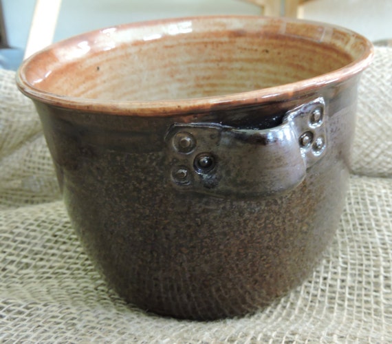 Items similar to Handmade Stoneware Brown Utensil Crock on Etsy