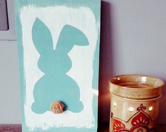 Easter Decoration, Bunny Tail Wood Sign, Easter Bunny, Spring Decor, Wood Bunny Sign, Easter Farmhouse Decor