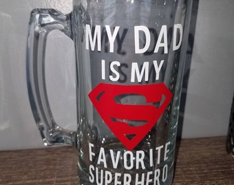 Daddy is my superhero beer mug | Gift for dad | Father's Day Gift | Superhero beer mug | Dad beer mug | Birthday gift for dad | New Dad Gift