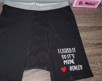 Valentine's Gift For Boyfriend, Funny Gift For Husband, Anniversary Gift, Naughty Boxers, Gag Gift, Cotton Anniversary, I licked it so it's