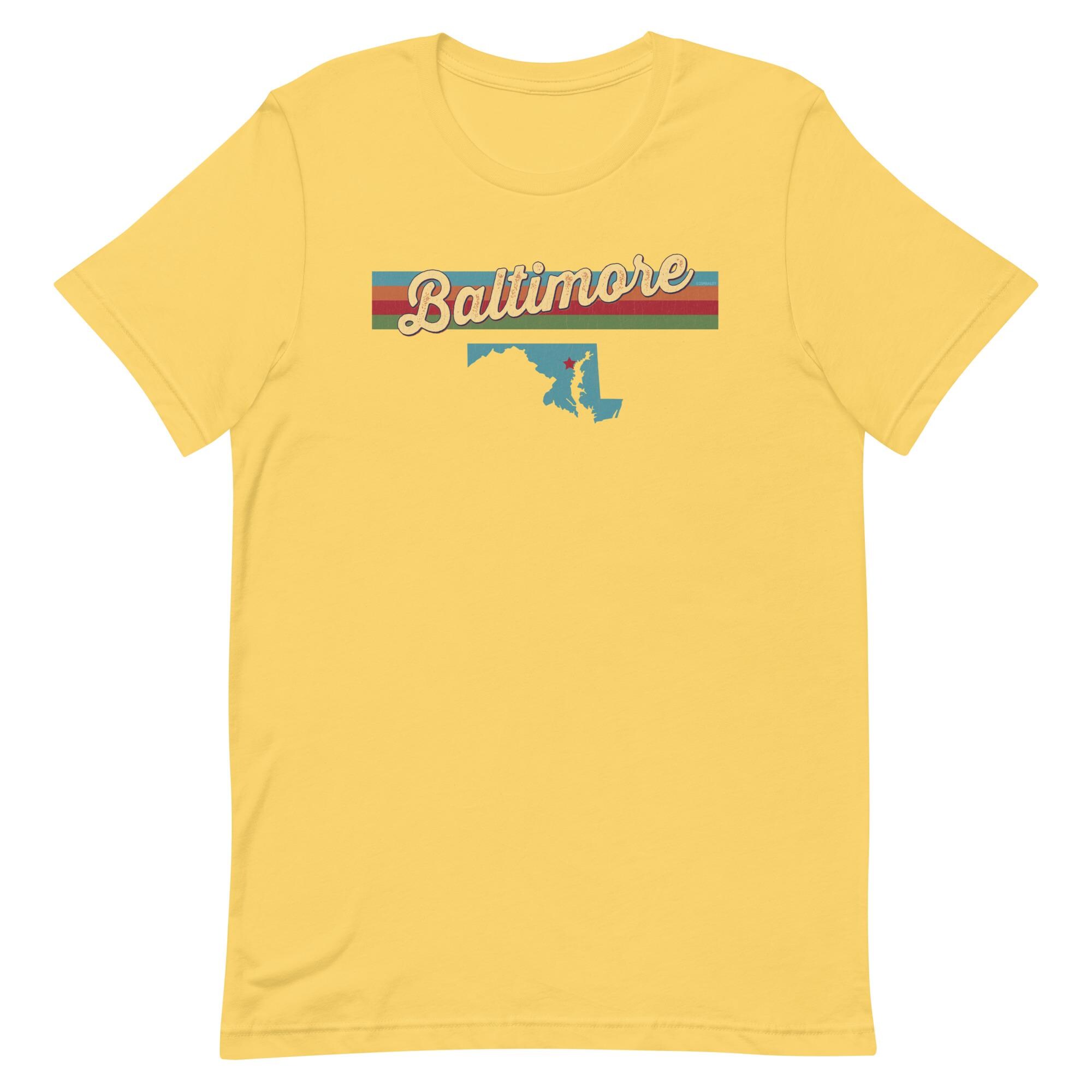 Baltimore Maryland Retro Style Map Unisex T-shirt Vintage Inspired 70s ...