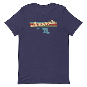 Annapolis Maryland State Karte Retro Style Tee Unisex T-Shirt Vintage Inspiriert 70er 80er Jahre