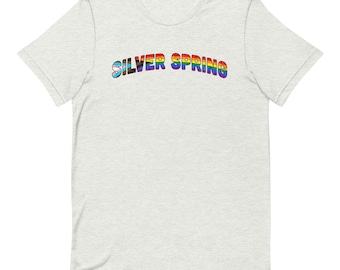 T-shirt unisexe argenté Spring Progress Pride Flag Bella + Canvas