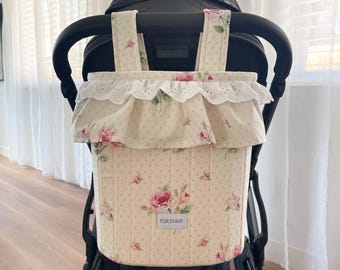 Handmade Stroller Bag | Stroller Basket with Drawstring Top | Stylish and Functional Baby Accessory