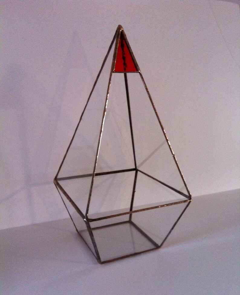 Pyramid terrarium stained glass candle holder geometric Etsy
