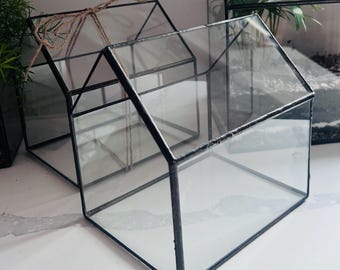 Recycled Glass House Terrarium, New Home Decor (15cm)
