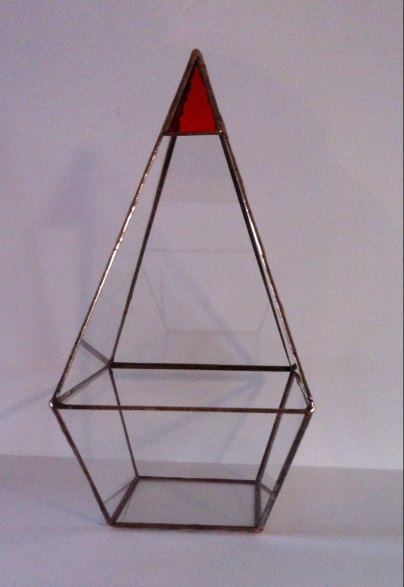 Pyramid terrarium stained glass candle holder geometric Etsy