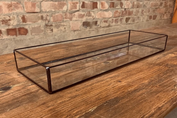 Handmade Glass Candle Trough, Copper Foil Centerpiece, Wedding Decor