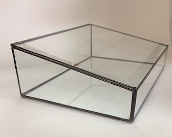 Glass display case, Sloped glass box, jewellery box, jewellery case, glass box, minimalist design, photo box, artists box